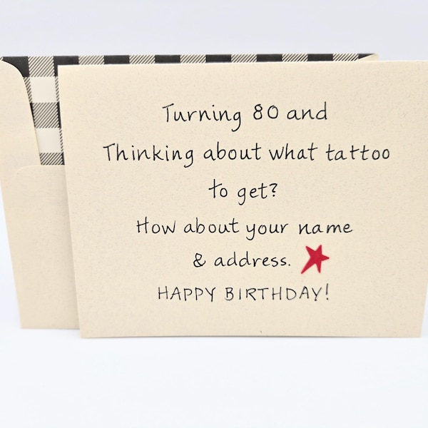Tarjeta de cumpleaños número 80, tatuaje, cumpleaños importante