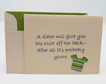 Funny Sister Birthday Card – Clothes Sharing Greeting