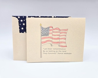 American Flag Veteran Card, Patriotic Sympathy Thank You