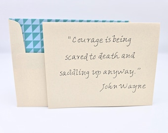 John Wayne Quote Greeting Card – Courage & Cowboy Boots