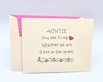 Love You Auntie Greeting Card, Birthday Card from Niece, Nephew