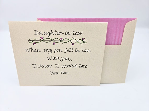 Daughter-in-Law Card - Special Love Message (Envelope Included)