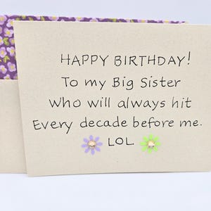 Sister Birthday Card - Big Sister Card - Older Sister Birthday Card - Female Happy Birthday Card - Family Birthday Card - Funny Sister Card