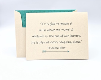 Journey of Faith - God's Presence - Graduation Card - Elisabeth Elliot Quote - Mission's Trip
