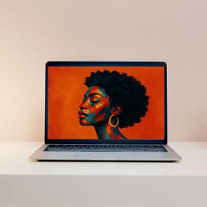 Colorful Afrocentric Woman Portrait Samsung Frame TV Art, African American, Black Excellence Mosaic, Wallpaper, Instant Digital Download image 10