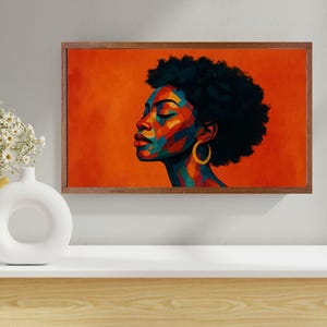 Colorful Afrocentric Woman Portrait Samsung Frame TV Art, African American, Black Excellence Mosaic, Wallpaper, Instant Digital Download image 6