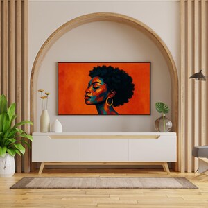 Colorful Afrocentric Woman Portrait Samsung Frame TV Art, African American, Black Excellence Mosaic, Wallpaper, Instant Digital Download image 14