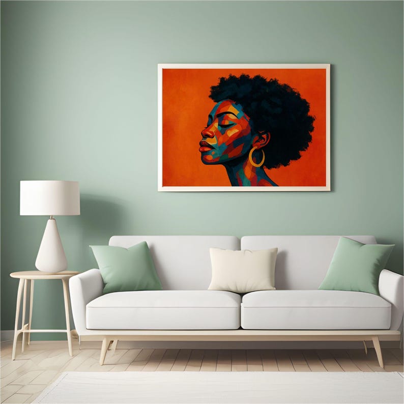 Colorful Afrocentric Woman Portrait Samsung Frame TV Art, African American, Black Excellence Mosaic, Wallpaper, Instant Digital Download image 11