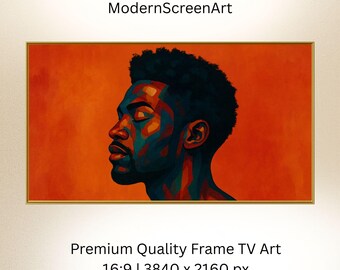 Colorful Afrocentric Man Portrait, African American Samsung Frame TV Art, Zoom Background, Wallpaper, Black Art, Instant Digital Download