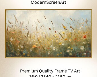 Vintage fleurs sauvages des prés pour téléviseur cadre Samsung, floral rustique, art mural cottagecore, décoration d'intérieur, peinture printemps été, téléchargement numérique