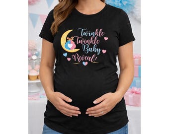T-shirt « Brille, brille, bébé » pour révéler le sexe du bébé • T-shirt « Cigogne mignonne » pour annoncer le sexe du bébé • T-shirt « Lune et cœurs » pour annoncer la naissance