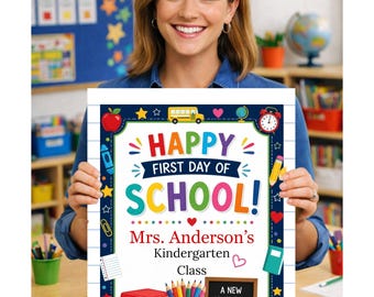 Affiche « Bonne rentrée scolaire », personnalisée avec le nom de l’enseignant et la note, pour la porte de la classe, cadeau pour l’association des parents d’élèves, téléchargement numérique, disponible en 6 heures.