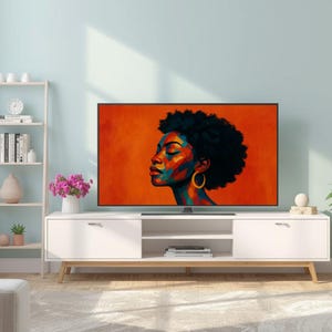 Colorful Afrocentric Woman Portrait Samsung Frame TV Art, African American, Black Excellence Mosaic, Wallpaper, Instant Digital Download image 16