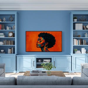 Colorful Afrocentric Woman Portrait Samsung Frame TV Art, African American, Black Excellence Mosaic, Wallpaper, Instant Digital Download image 8