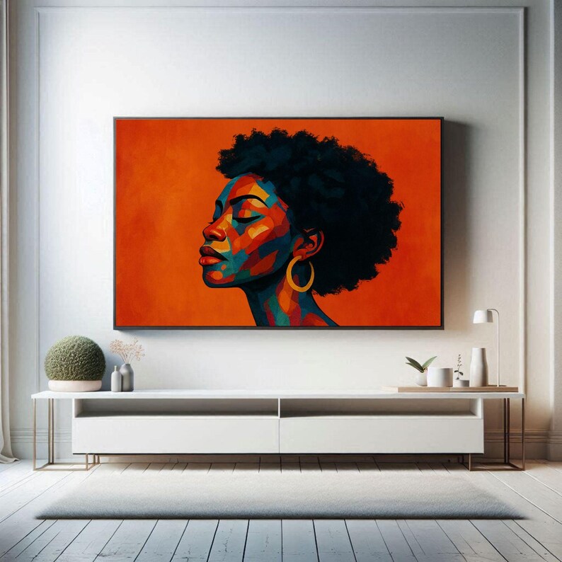 Colorful Afrocentric Woman Portrait Samsung Frame TV Art, African American, Black Excellence Mosaic, Wallpaper, Instant Digital Download image 12
