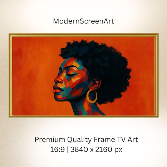 Colorful Afrocentric Woman Portrait Samsung Frame TV Art, African American, Black Excellence Mosaic, Wallpaper, Instant Digital Download