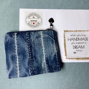 Denim pouch/clutch bag,recycled jeans pouch bag, wristlet, hand stitched, zero waste, upcycled,floral pouch