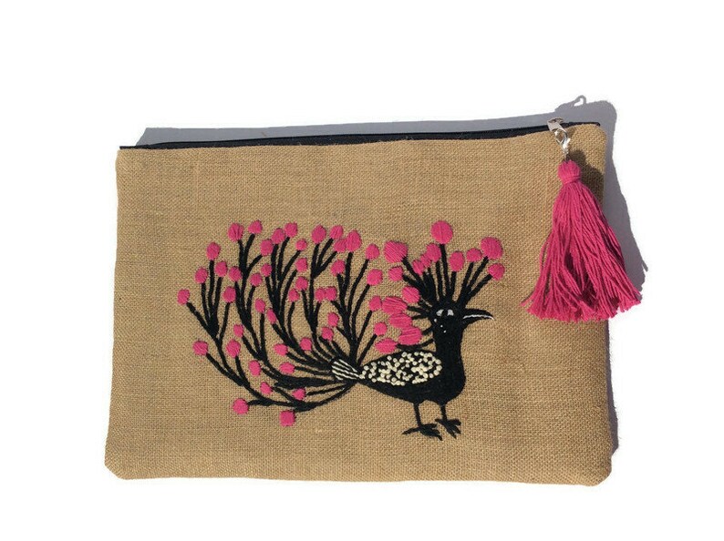 Exotic Bird Oversized Clutch Bag Handmade Hand Embroidered Etsy