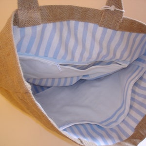 Seabird themed bag, Summer jute bag, hand applique, pelican bag, handmade, beach, summer tote, carryall, boho bag image 5