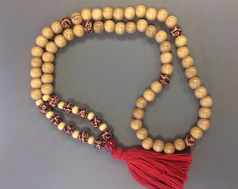 Wood beaded necklace, mala beaded necklace, unisex Beads necklace - boho beaded necklace