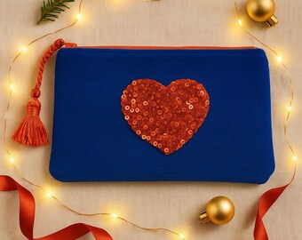 Sac Bandoulière Bohème En Velours Rouge - Pompons Et Sequins - Fait Main Neuf Sans étiquette