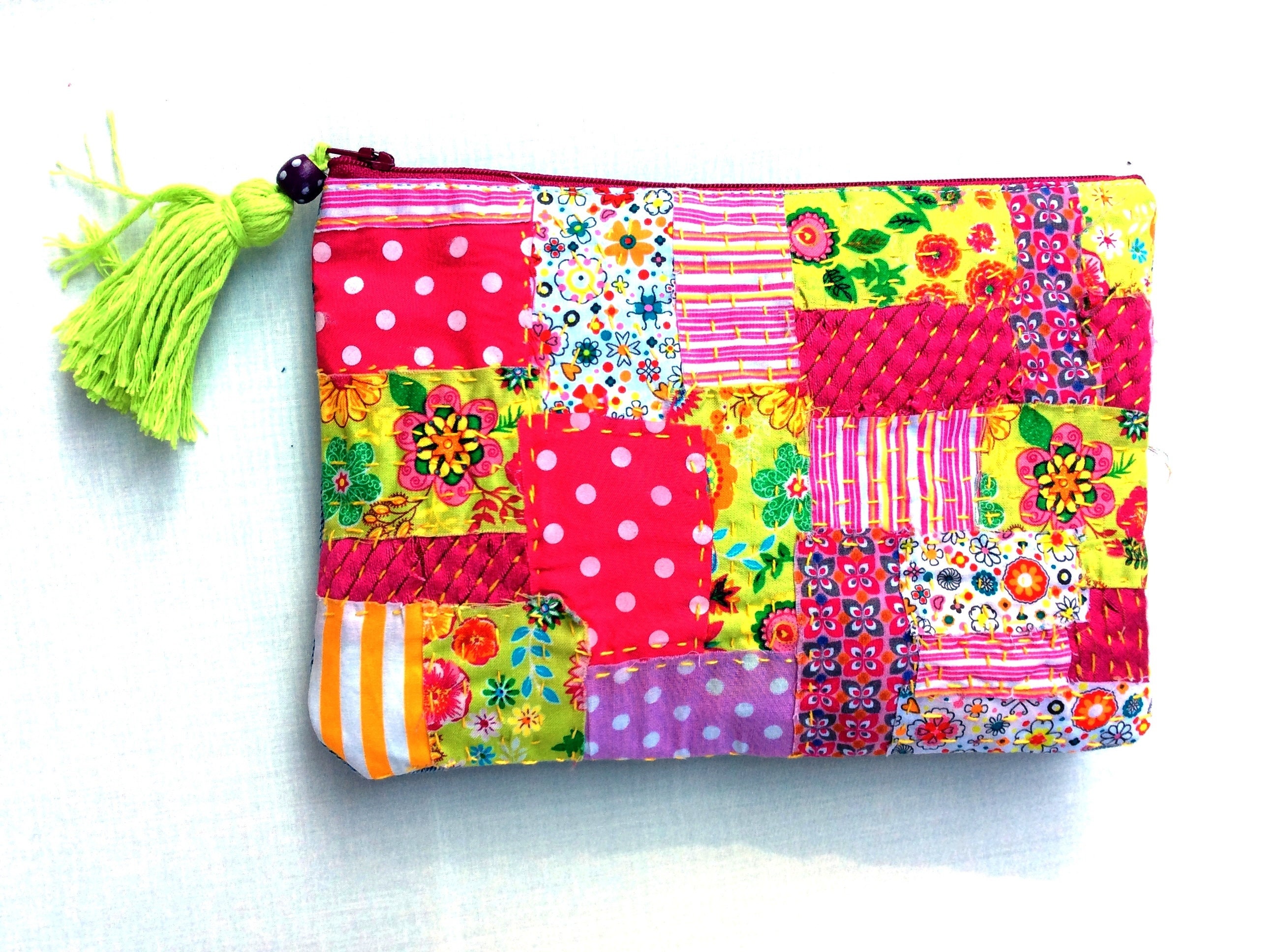 Boro Pouch Bag Handmade With Recycled Colorful Fabric Scraps - Etsy