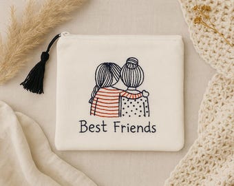 Handmade Embroidered Cotton Pouch, Friends Gift
