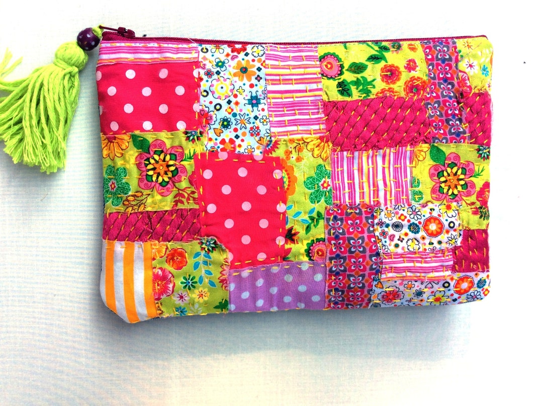 Boro Pouch Bag Handmade With Recycled Colorful Fabric Scraps - Etsy