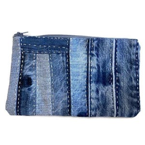 Denim pouch/clutch bag,recycled jeans pouch bag, wristlet, hand stitched, zero waste, upcycled,floral pouch