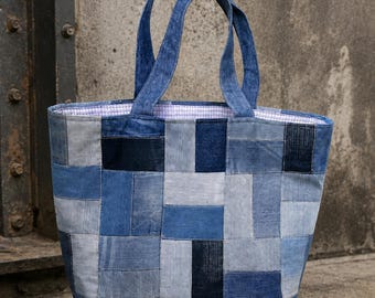 Handmade Denim Tote Bag: Repurposed Zero Waste Fashion