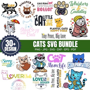 Kat SVG-bundel Boho Kitten Designs 30+ kat silhouet digitale download