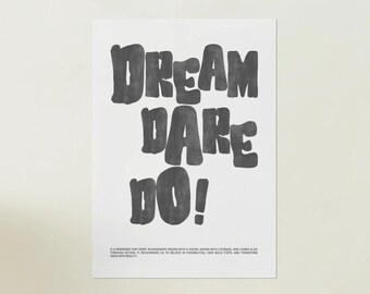 Motivational Wall Print| Dream Dare Do | Home Decor