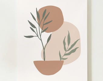 Abstract Wall Print | Beige Botanical | Home Decor