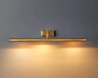 Brass Picture Light Wall Mount – Antique Gold Art Lamp – Gallery Lighting Fixture – Vintage Style Wall Sconce Decor