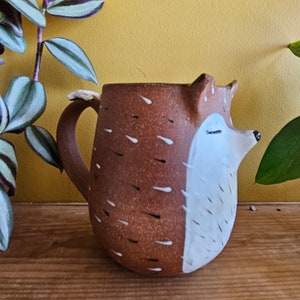 Red Fox Mug, handmade pottery mug, pottery fox, ceramic fox, one-of-a-kind mug, fox pottery, woodland creatures, woodland mug, large fox mug image 6