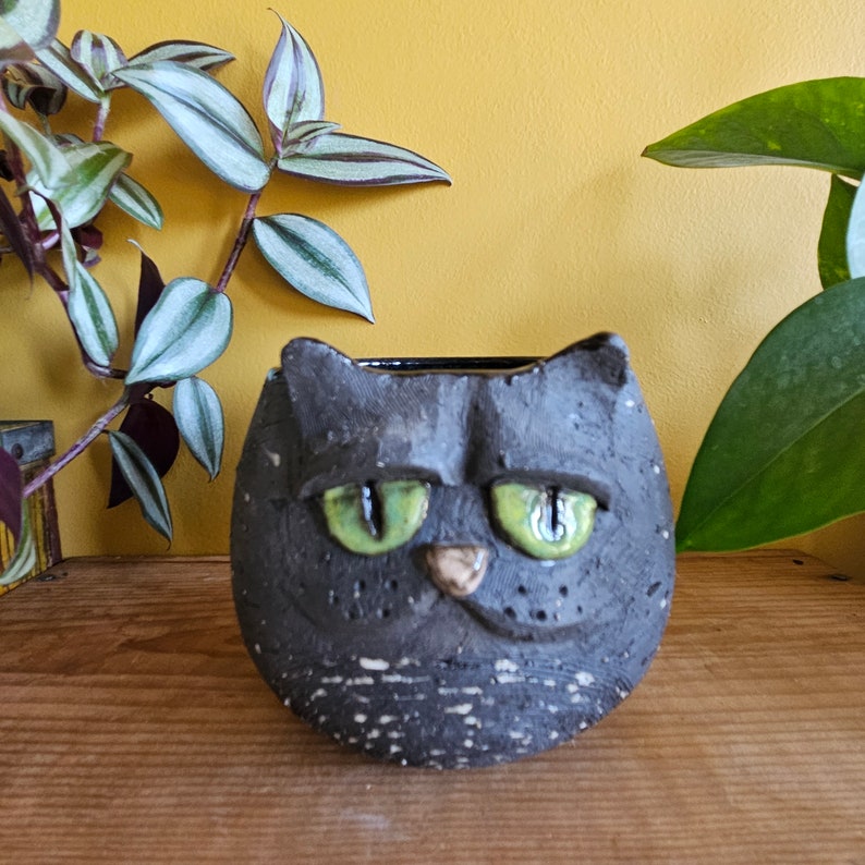 Black Cat Mug, handmade pottery mug, ceramic cat mug, cat pottery, handmade mug, wheel-thrown mug, cat lady, cat mom, cat dad image 1