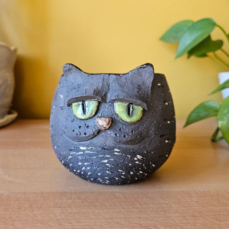 Black Cat Mug, handmade pottery mug, ceramic cat mug, cat pottery, handmade mug, wheel-thrown mug, cat lady, cat mom, cat dad image 5