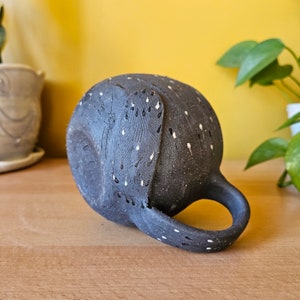Black Cat Mug, handmade pottery mug, ceramic cat mug, cat pottery, handmade mug, wheel-thrown mug, cat lady, cat mom, cat dad image 7