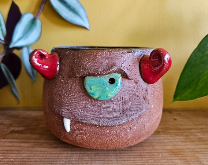 Monster Mug, monster stoneware mug, handmade mug, handmade pottery mug, pottery mug, ceramic mug, coffee lover, tea lover gift