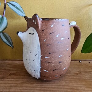 Red Fox Mug, handmade pottery mug, pottery fox, ceramic fox, one-of-a-kind mug, fox pottery, woodland creatures, woodland mug, large fox mug