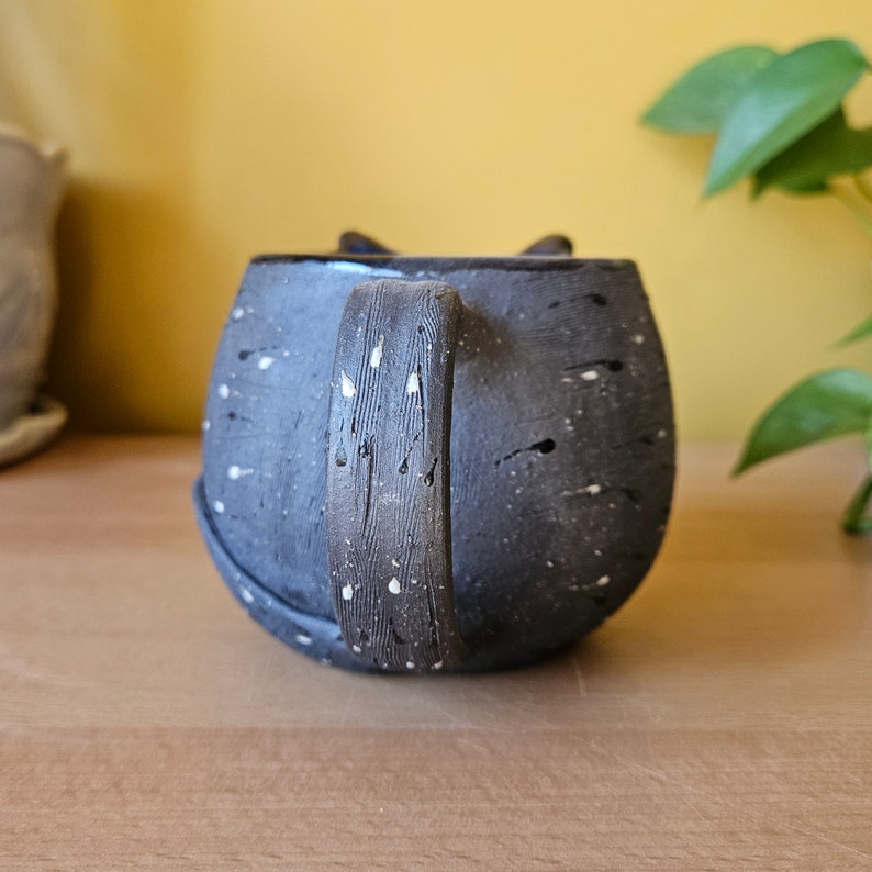 Black Cat Mug, handmade pottery mug, ceramic cat mug, cat pottery, handmade mug, wheel-thrown mug, cat lady, cat mom, cat dad image 6