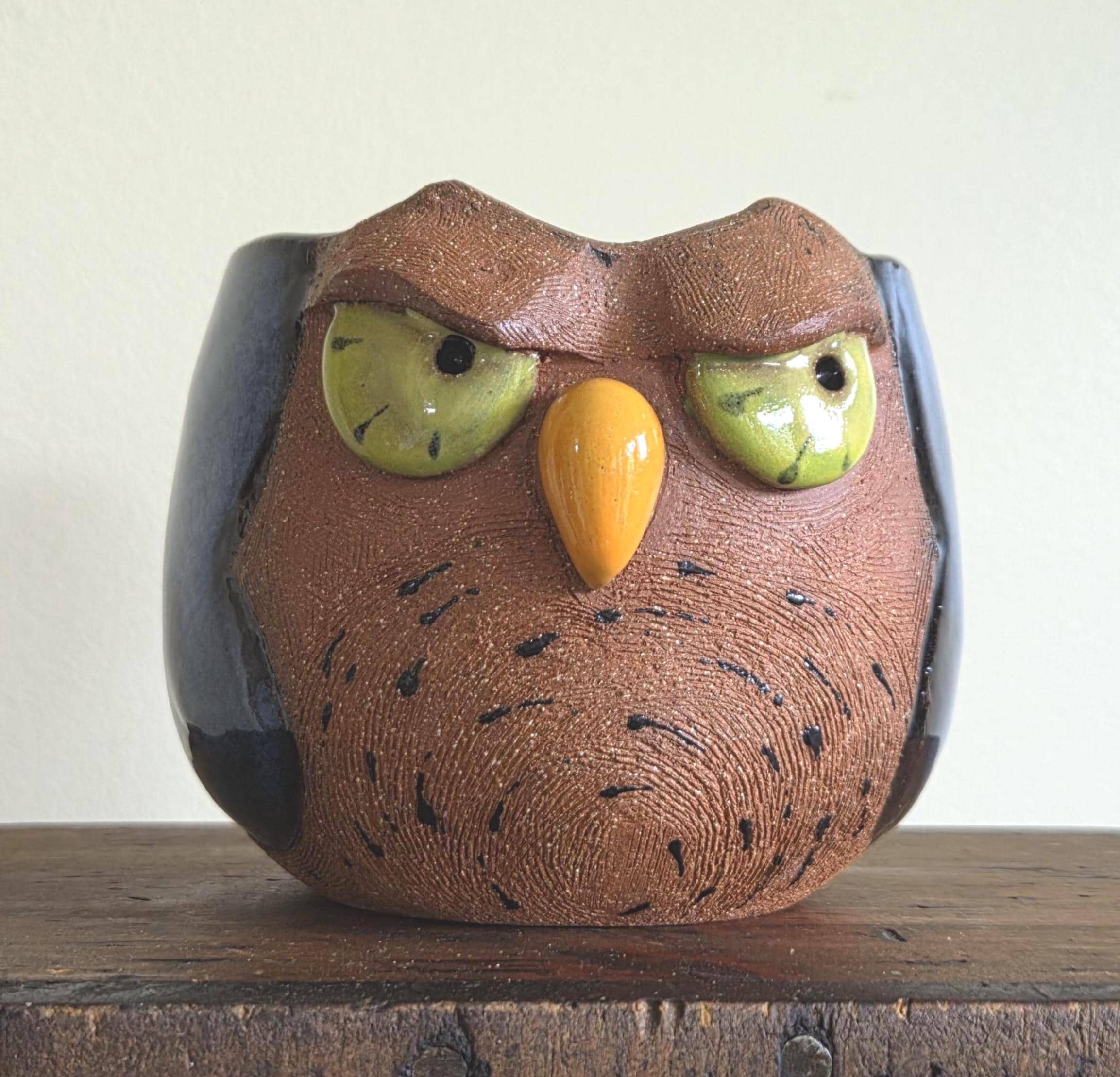 Wise Owl Mug,  handmade pottery owl mug, wheel thrown ceramic mug, handmade mug, owl mug, ceramic ow