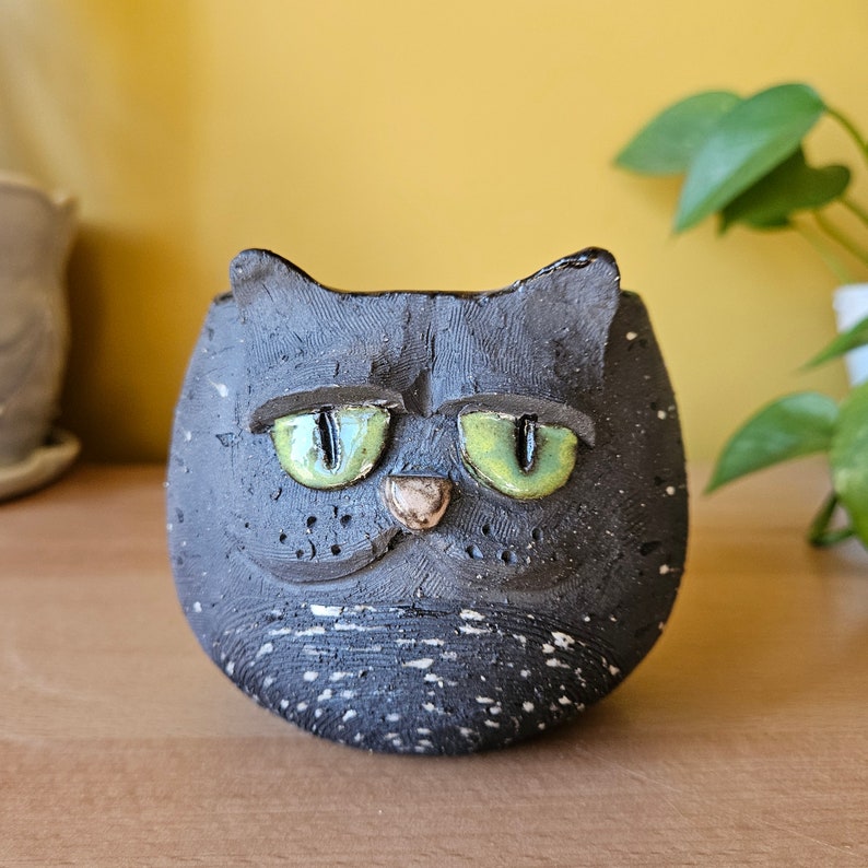 Black Cat Mug, handmade pottery mug, ceramic cat mug, cat pottery, handmade mug, wheel-thrown mug, cat lady, cat mom, cat dad image 8