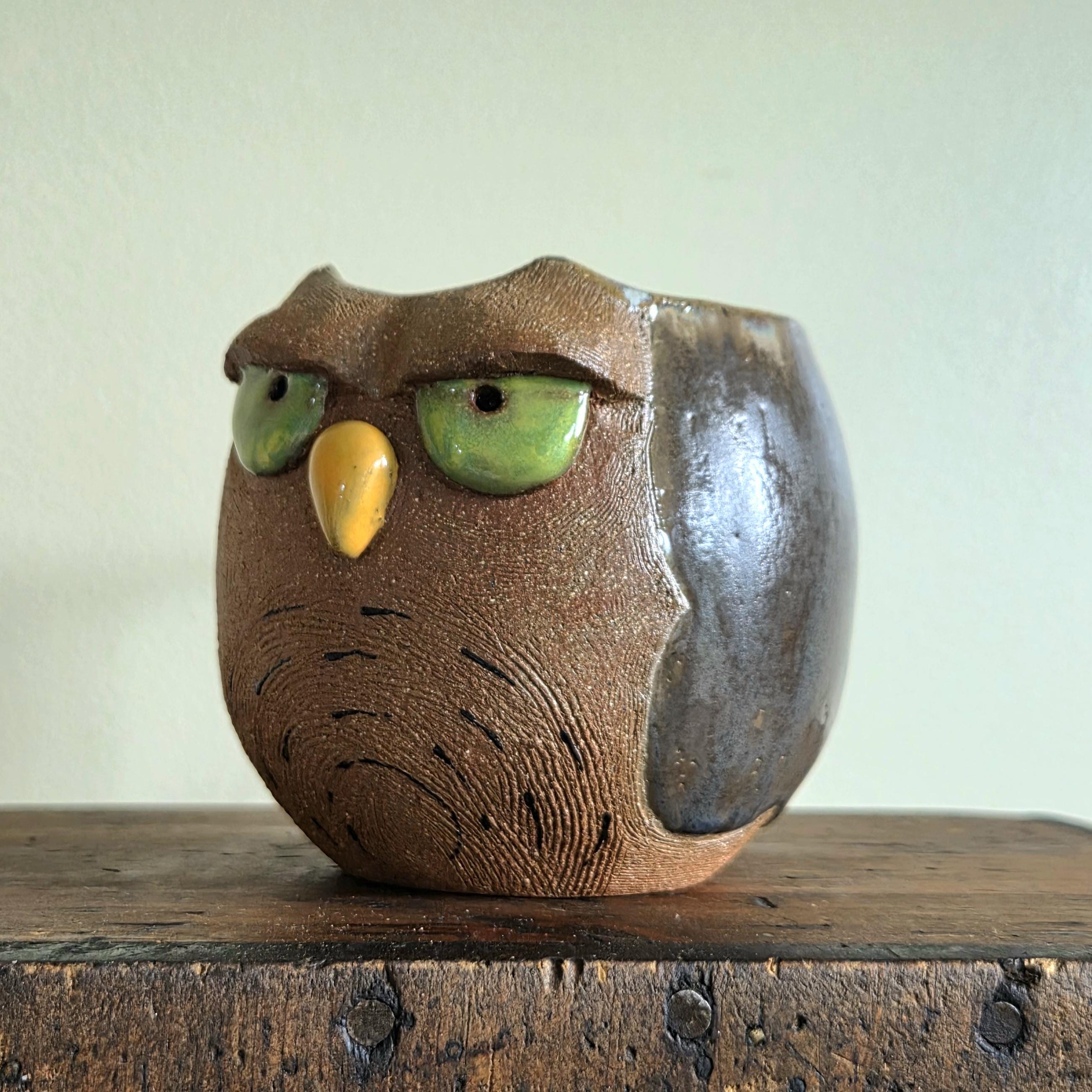Wise Owl Mug,  handmade pottery owl mug, wheel thrown ceramic mug, handmade mug, owl mug, ceramic ow