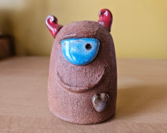 Love Monster,  monster sculpture,  ceramic monster, handmade Monster rattle, ceramic rattle