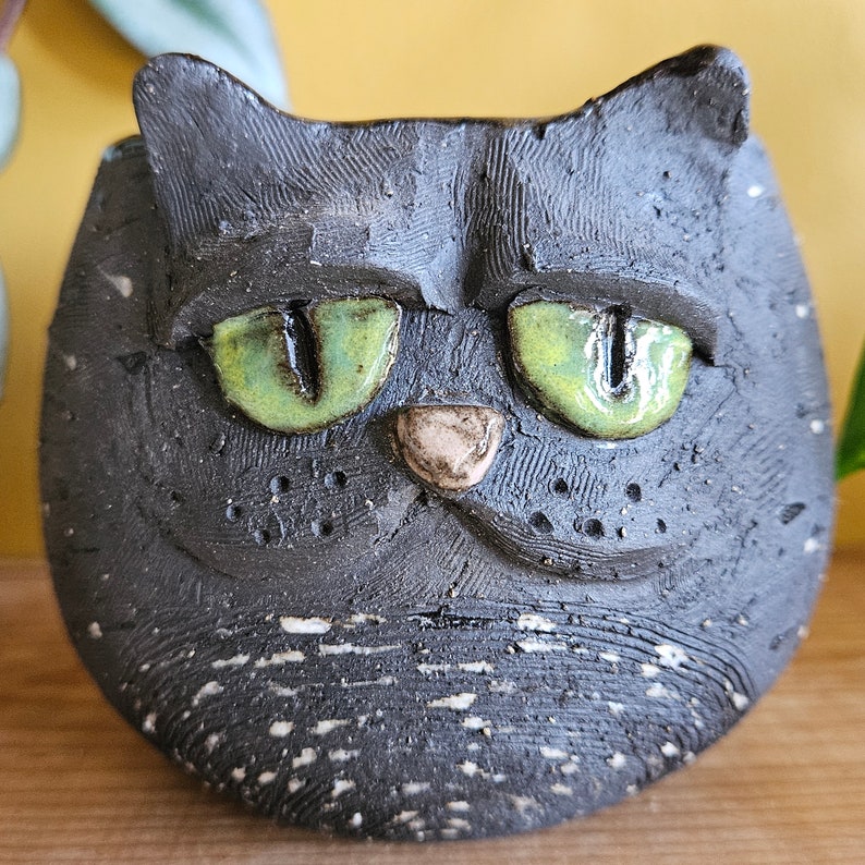 Black Cat Mug, handmade pottery mug, ceramic cat mug, cat pottery, handmade mug, wheel-thrown mug, cat lady, cat mom, cat dad image 10