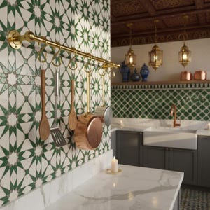 Unlacquered Solid Brass Kitchen Utensil Rail with S Hooks – Wall Mounted Pot Rack