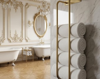 Unlacquered Brass Towel Rack – Wall‑Mounted Towel Bar, Vintage Bathroom Hardware