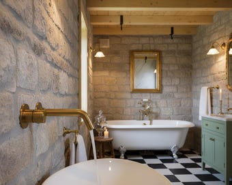 Brushed Gold Wall Mounted Faucet – Solid Brass Minimalist Sink Tap Single Lever Handle