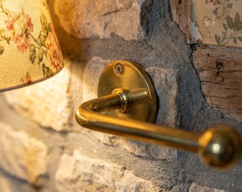 Soporte de pared para papel higiénico de latón macizo sin lacar, para baño.